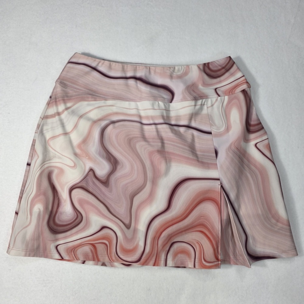 NEW Foray Golf Women Inverted Pleat Skirt Skort S Pink Marble Print EUC